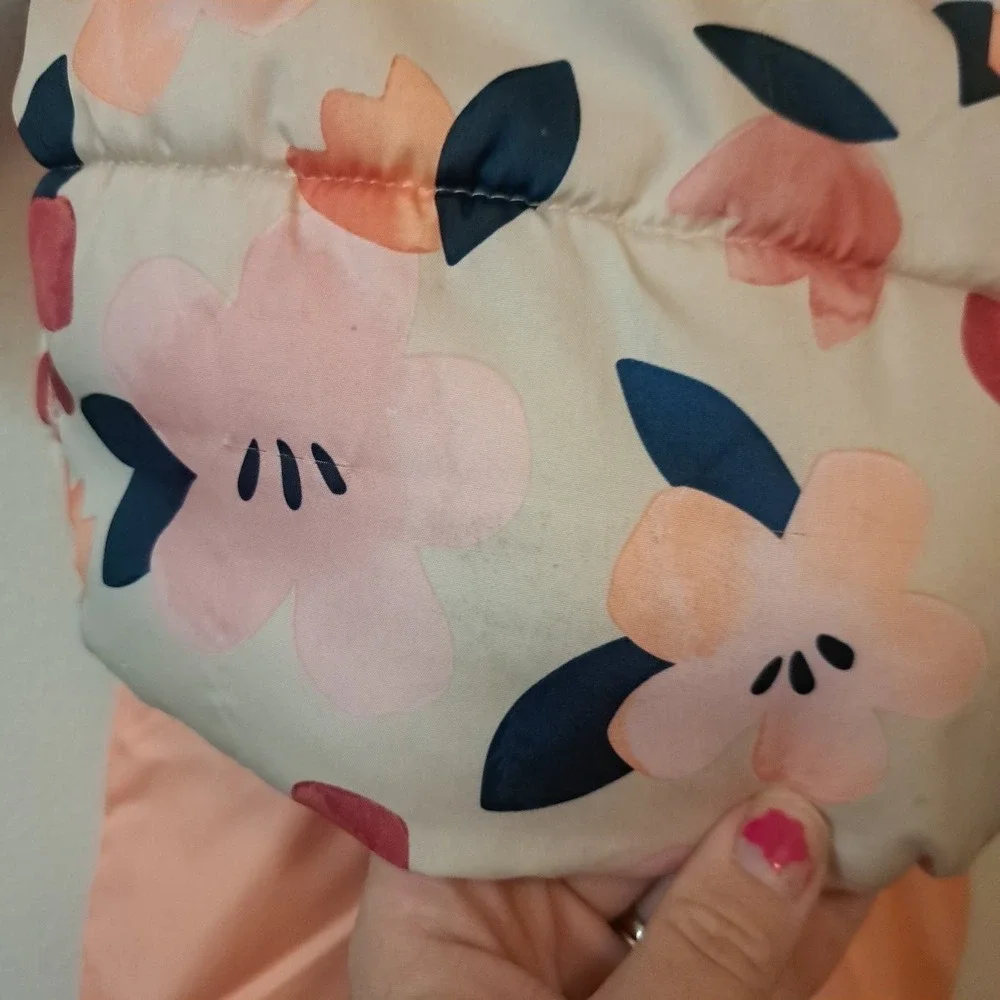 Carters Girls 4T Floral Puffer Jacket and Peach Snow Bibs 2 Piece Snowsuit Set